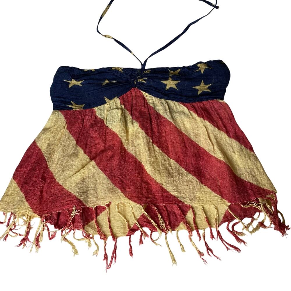 Ralph Lauren Denim & Supply American Flag Top Womens Size XL Linen Blend